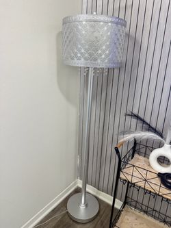 Silver Floor Lamp with Crystal Accents