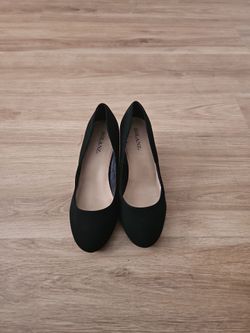 Black suede wedges