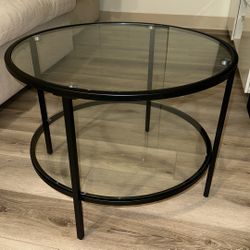 Round Glass Coffee Table With Black Metal