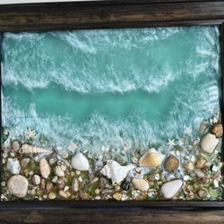 3D Beach Resin Wall Art. 18x22