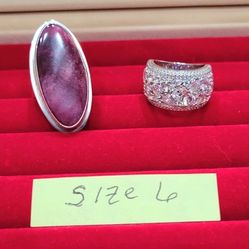 GORGEOUS RINGS, BOTH SIZE 6,  REAL STONE AND 925 SILVER FOR PURPLE RING,  OTHER RING  IS CZ AND 925 SILVER 