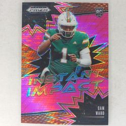 2025 Cam Ward Panini Prizm Draft Picks Football Instant Impact Pink Rookie 23/25
