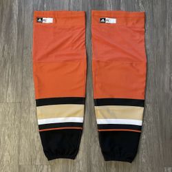 Adidas Anaheim Ducks Hockey Socks On Ice Team Issue Pro Stock NHL Made Canada Sz XL+