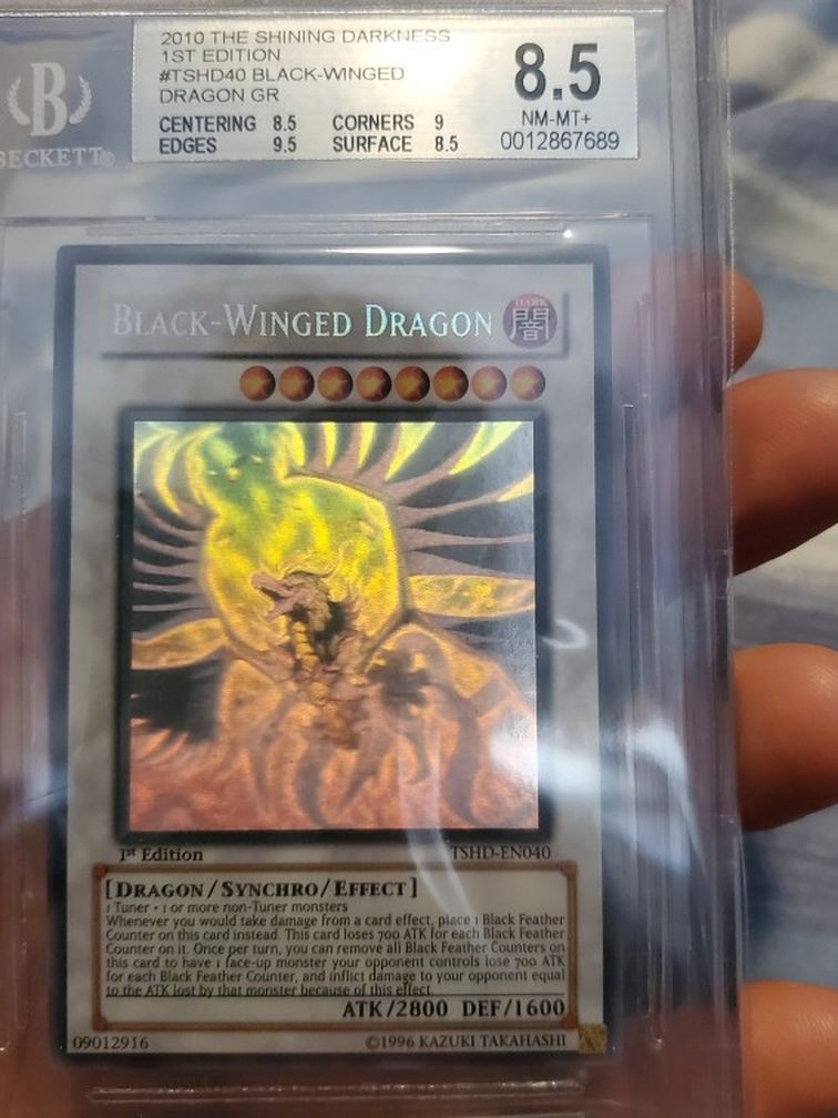 Yugioh Card 1st Edition Black Winged Dragon Ghost Rare Graded