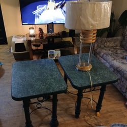 Nova Lamp New And 2 Green Metal Tables 25 For All 3 Items