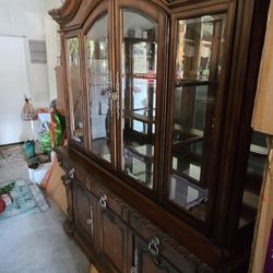 Large Vintage China Cabinet Solid Wood