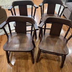 1970s Slavic Solid Cherry Low Back Windsor Chairs set of 