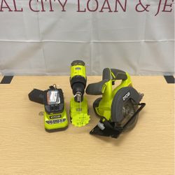 92916 Ryobi Dril And Circular Saw 2 Batteries 63135