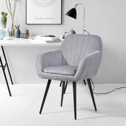 Homy Casa MBAYE Velvet Grey Arm Chair Modern Accent Seating Open Box