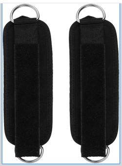 2pcs Fitness Ankle Straps with Dual D-Rings, Nylon Cable Foot Attachments for Gym Workouts, Leg Strength Training Bind Straps for Home and Professiona