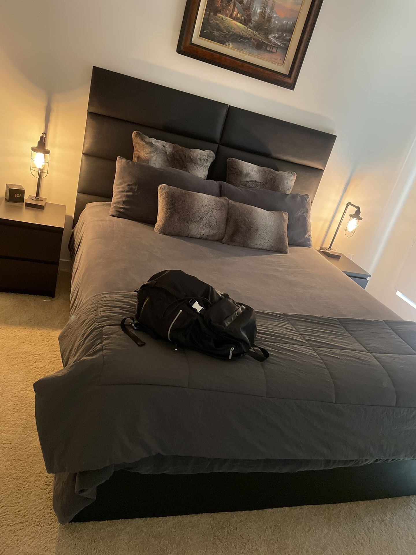 Platform Cal King Bed & Headboard Panels