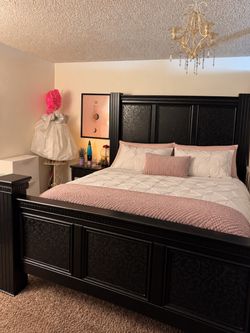 Black Queen Size Bed Frame with Headboard