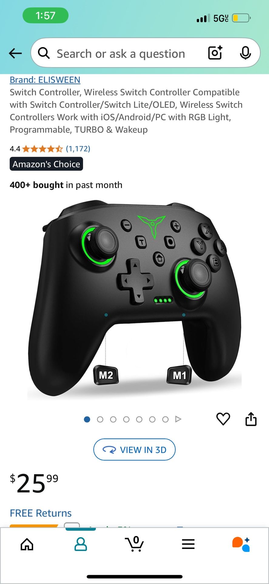 Nintendo Switch Controller W/ RGB Lights