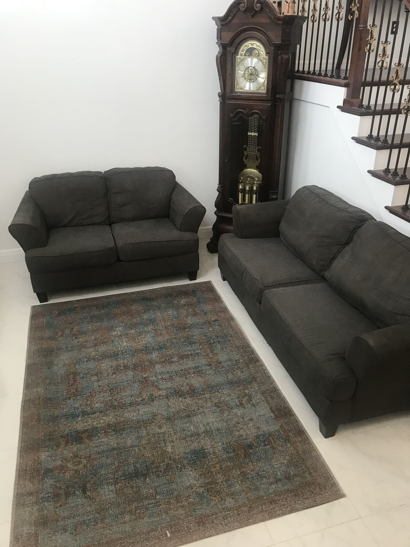Gray Fabric Ashley Furniture Sofa Set In Good Condition FREE Local Delivery 🚚 