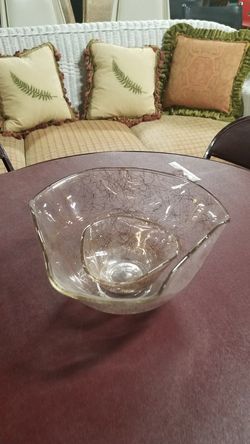 Vintage mid-century modern set gold spun chip and dip bowls