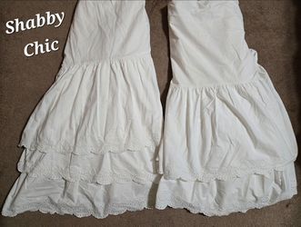 SET OF 2 SHABBY CHIC WHITE EYELET TWIN SIZE BEDSKIRTS