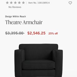  Design Within Reach Theater Armchairs In Black Leather 