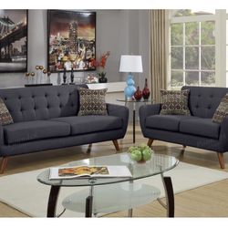 Dark Gray Sofa And Love Seat Set (Free Delivery) 