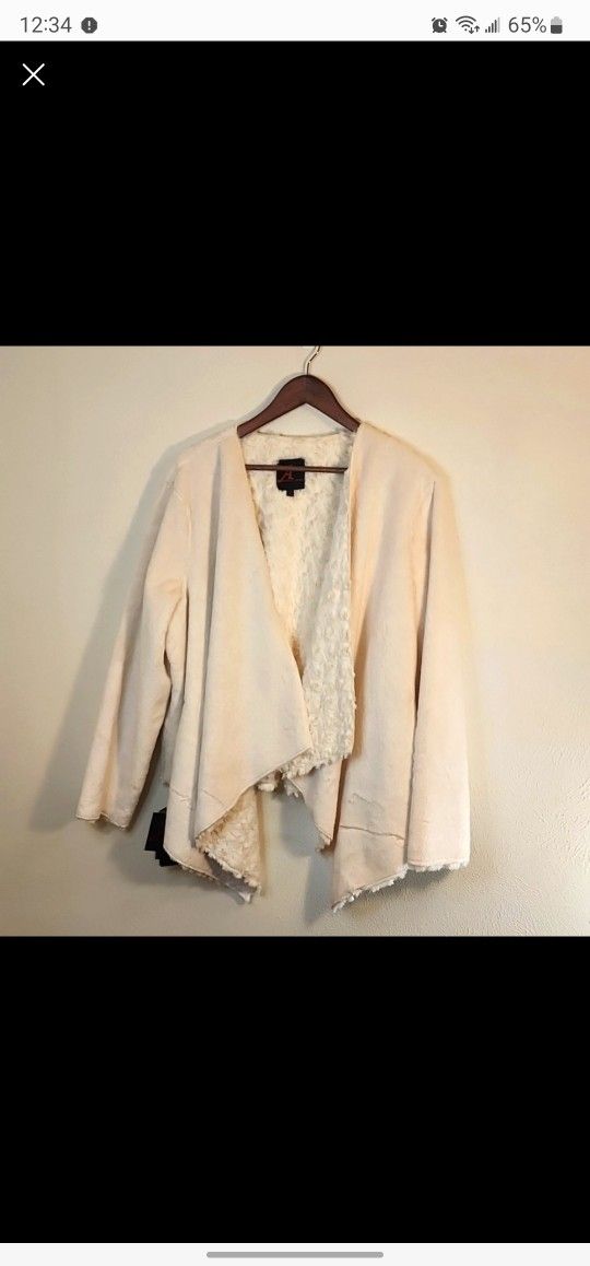 Adrienne Landau Faux Fur Ivory Coat NWT