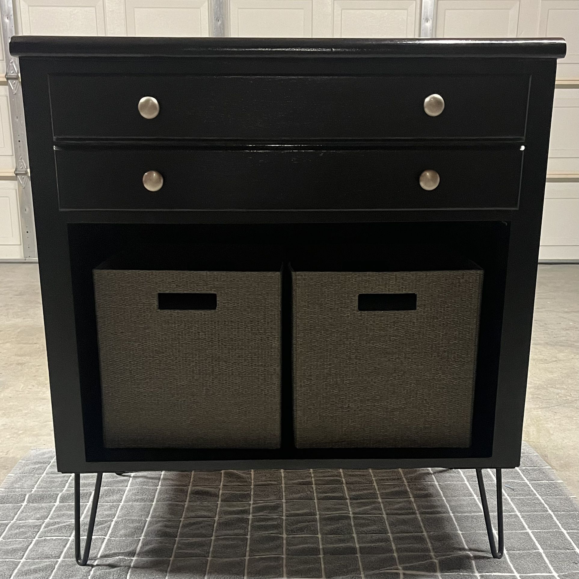 Black Storage Cabinet with Baskets, Bedroom with 1 Drawer