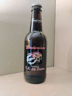 Empty Collection Budweiser US Air Force 64oz Glass Bottle Man Cave Display