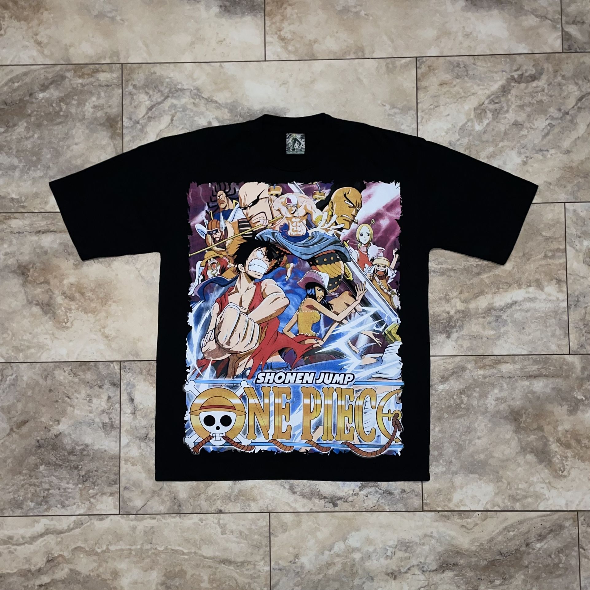 Curated Designs #013 One Piece Skypiea T Shirt Black Size Large