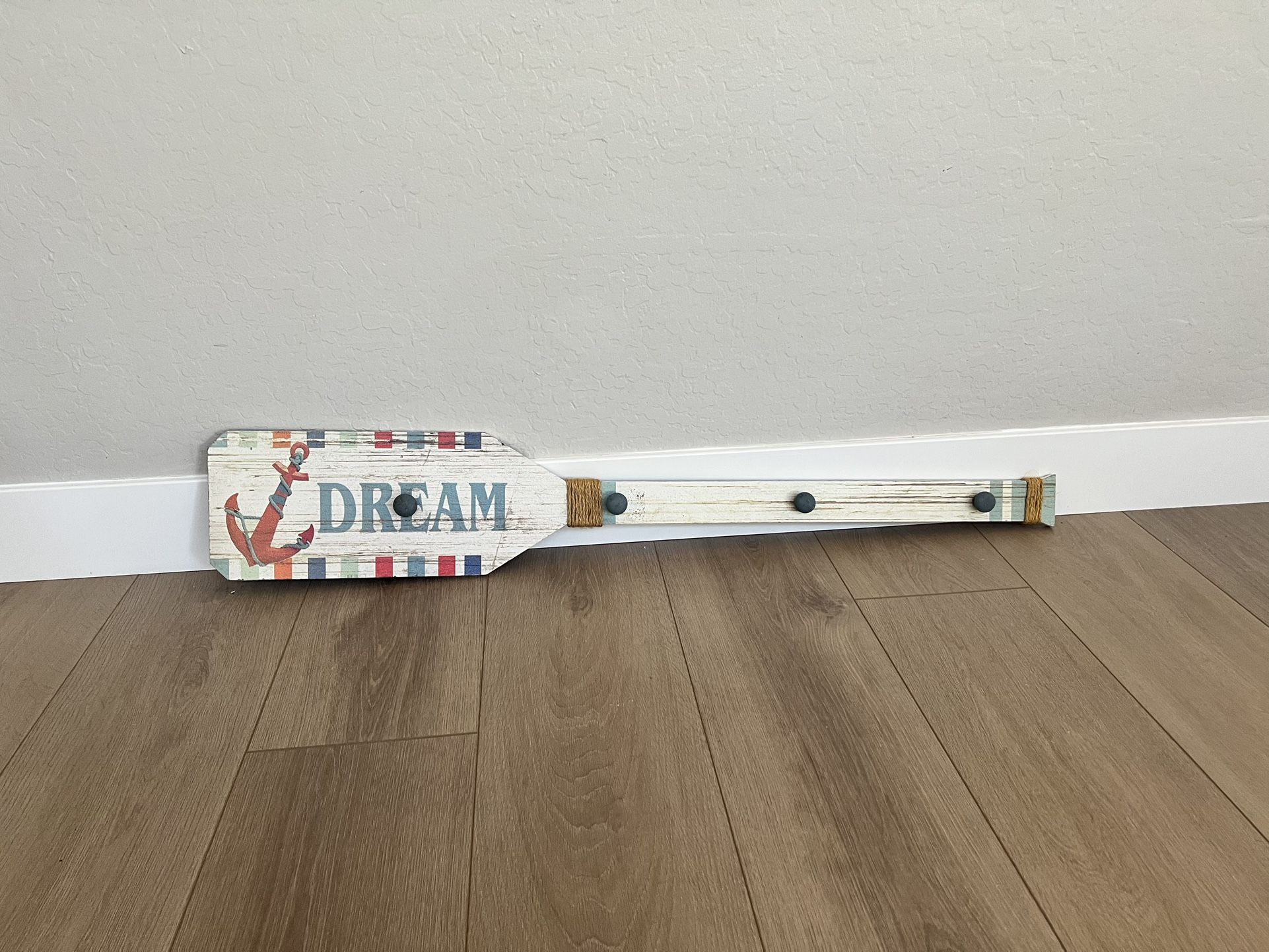 48” Wide Solid Wood Dream Paddle 4 Hook Wall Mounted Coat Rack Towel Rack