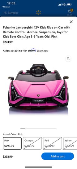 Pink Lamborghini Kids Car
