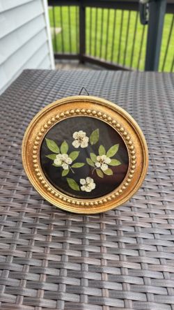 Hand Pressed Michigan Foliage in Antique Style Frame