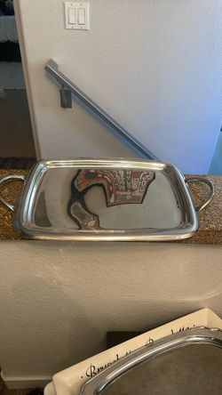 Silver Metal Serving Tray with Handles