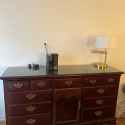 vintage cherry wood triple dresser