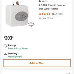 Bosch 2.5 Gallon Hot Water Heater. 