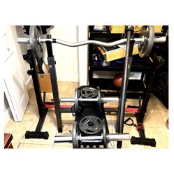 CAP Weight Bench with Barbell and Dumbbell Set