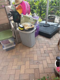 Grey laundry basket