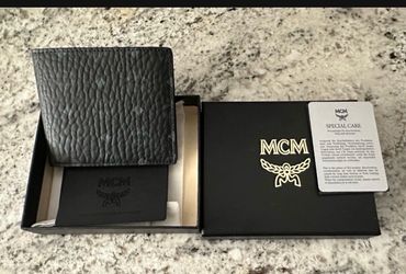 MCM Black Leather Bifold Wallet with Box
