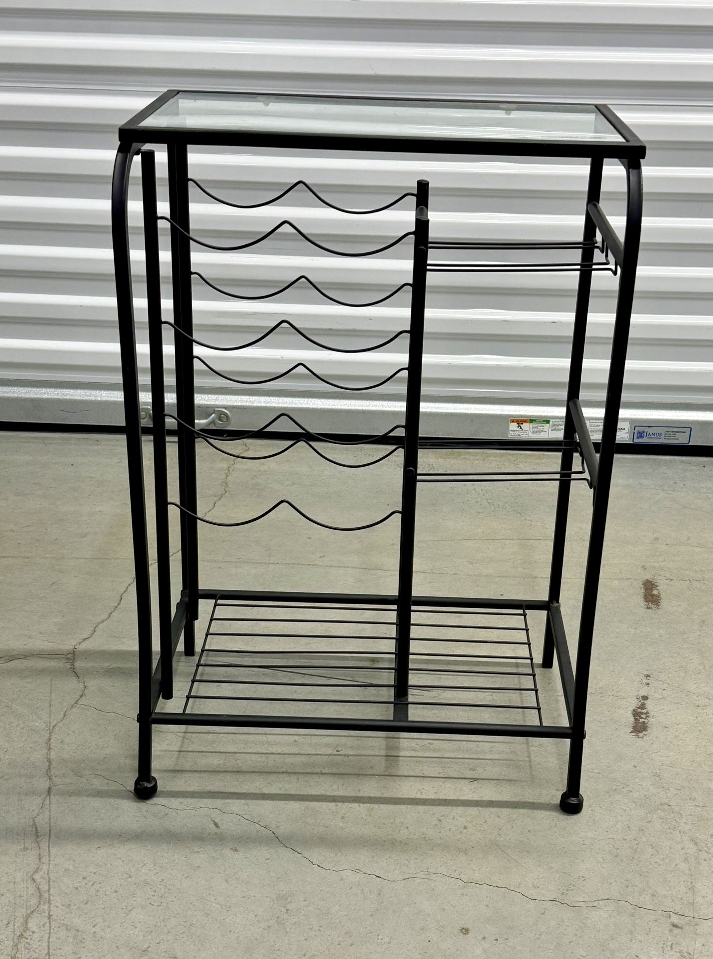 Black Wine Rack With Glass Top