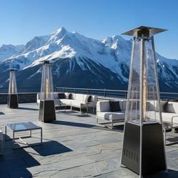 Pyramid Patio Heater 48,000 BTU – Quartz Glass Tower, Halloween Night Warmth