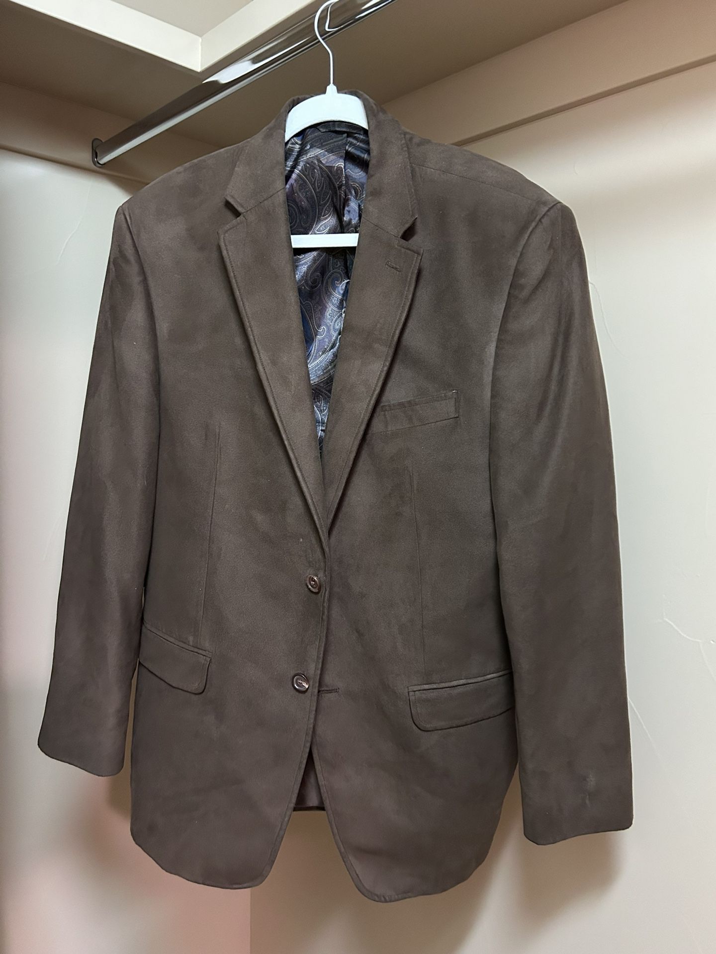 Lauren Ralph Lauren Blazer Mens 42 R Brown Micro Faux Suede Sports Coat