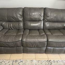 Cindy Crawford Home Gray Leather Reclining Sofa