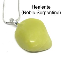 Healerite (Noble Serpentine) Genuine Stone Pendant Necklace with 18in Chain