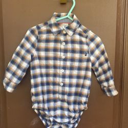 Baby Boy Long Sleeve Onesie Plaid Shirt 12 Months 
