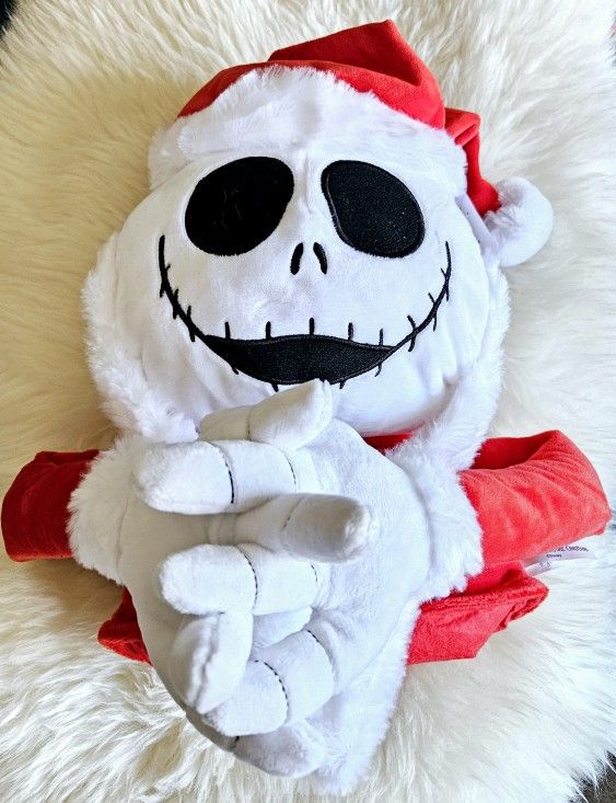 Disney Tim Burton's Nightmare Before Christmas Jack Skellington Holiday Plush Tree Hugger, 11.5" Black White and Red💀❤️🎄✨️