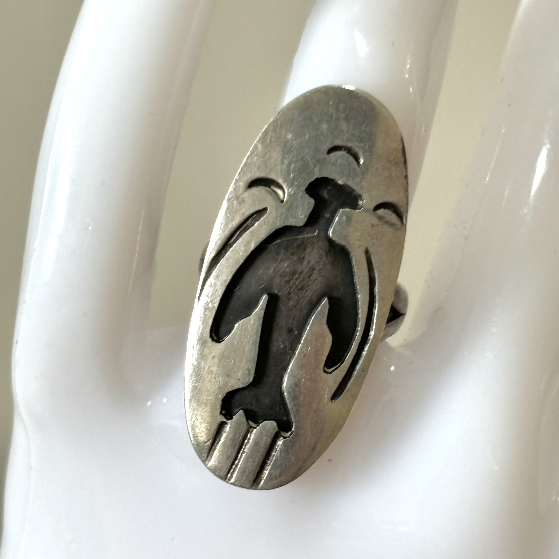 Sterling Silver Navajo Overlay Oval Ring