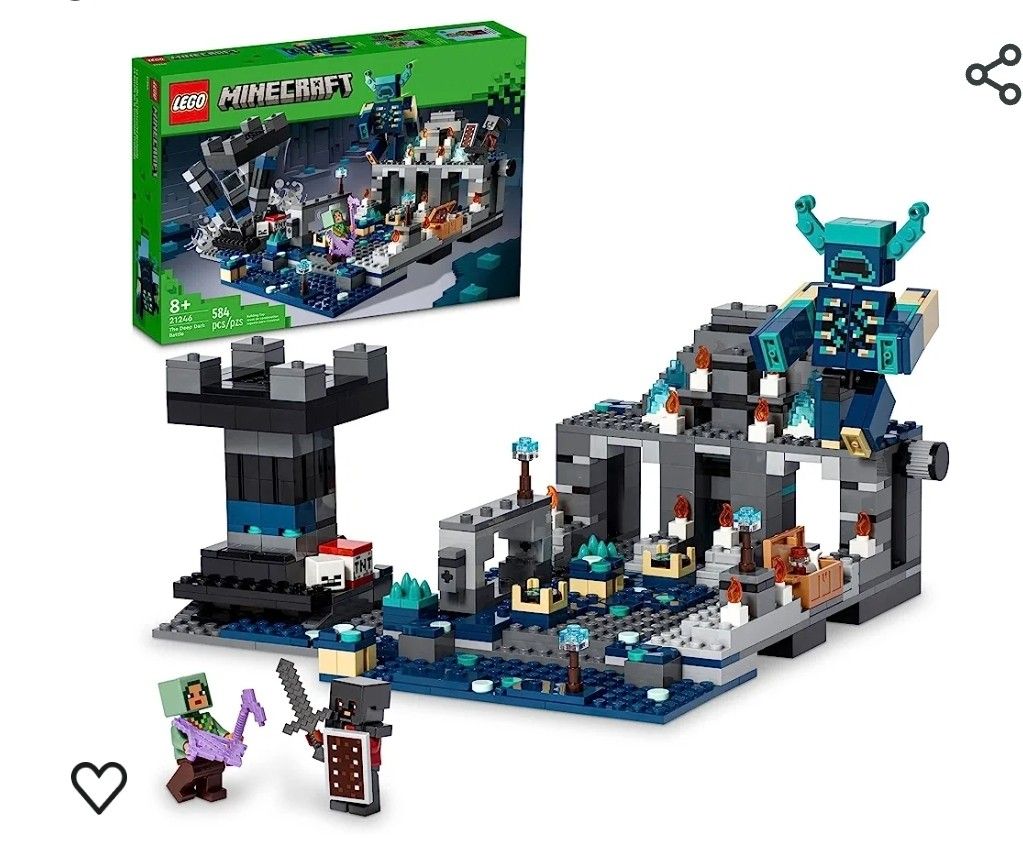 LEGO Minecraft The Deep Dark Battle Set, 21246 Biome Adventure Toy, Ancient City with Warden Figure, Exploding Tower & Treasure Chest, for Kids Ages 8