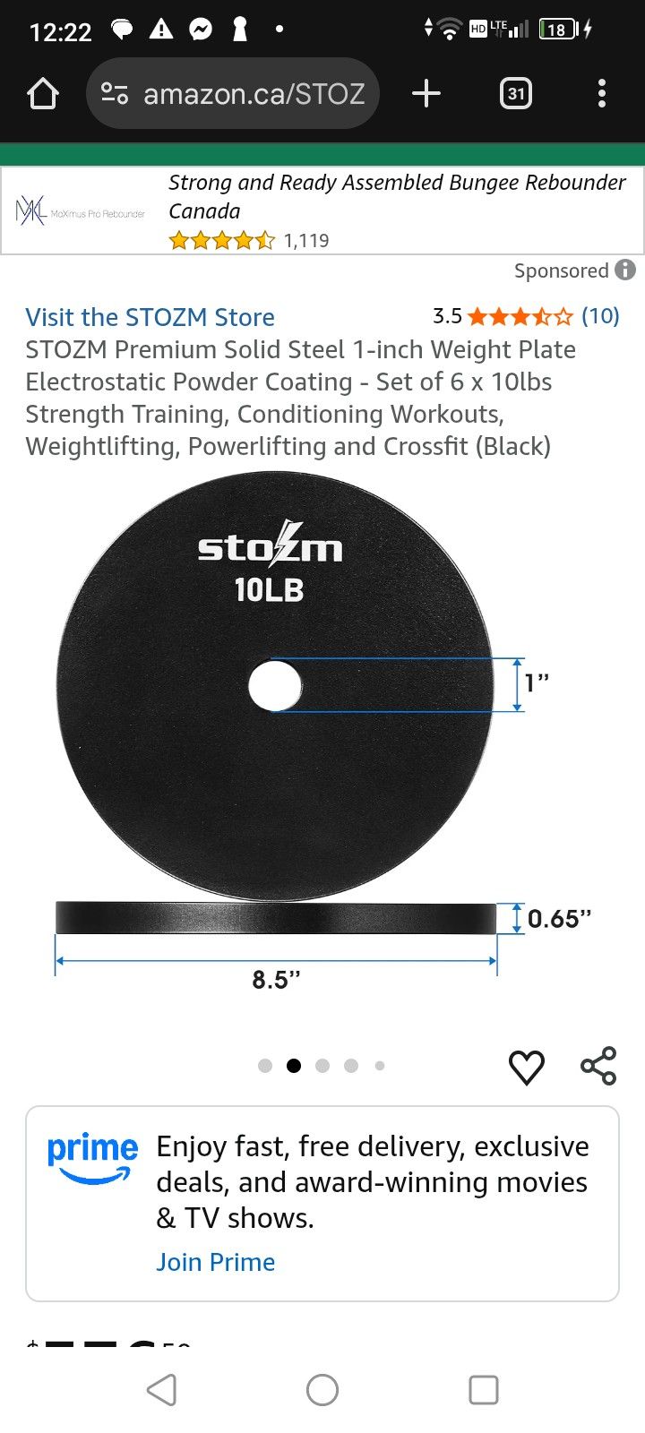 Brand New STOZM 10 LB WEIGHT PLATES