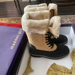 Madden Girl Crystal Faux Fur Boots
