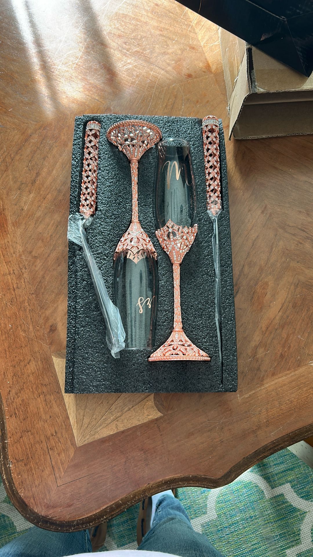 Wedding Champagne Set With Knife And Serving Knife