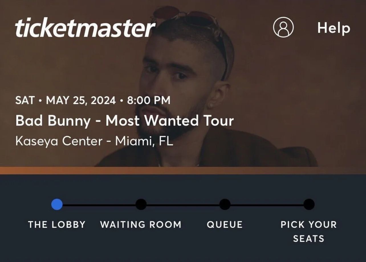 Bad Bunny Most Wanted Tour 2 TICKETS On Aisle Sec 322 FIRST ROW Miami 5/25/24