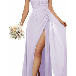 Lavender Purple One Shoulder Dress 4