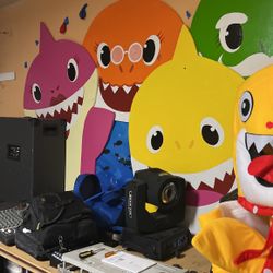 Baby Shark Wooden 8 Feet tall Party Decorations. Also Baby Shark Costume 